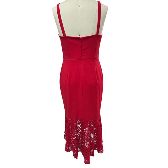Aidan Mattox Red Crepe & Lace Cocktail Dress NWT Sz 12 - Picture 6 of 10